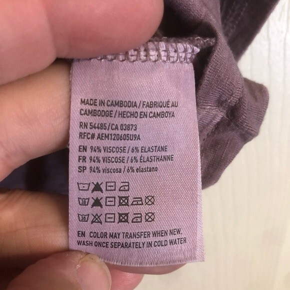 AMERICAN EAGLE Mauve Rose Pink Medium Off Shoulder Ruffle Flowy 3/4 Sleeves - Picture 4 of 6